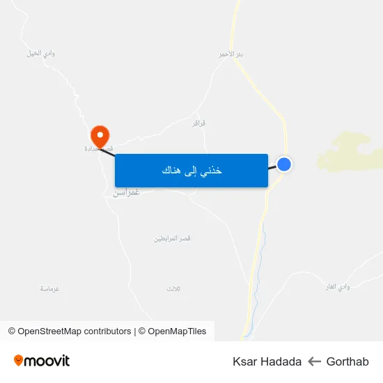 Gorthab to Ksar Hadada map