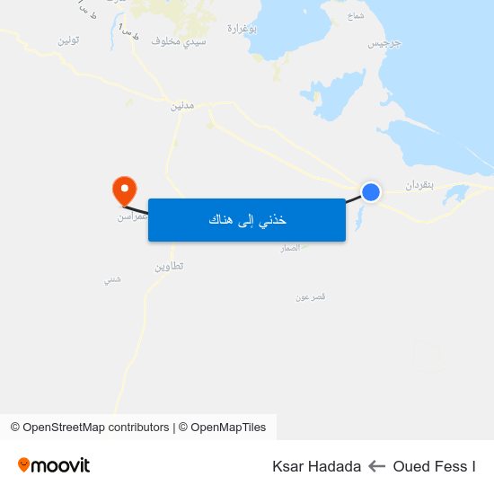 Oued Fess I to Ksar Hadada map
