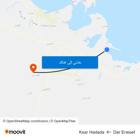 Dar Enesef to Ksar Hadada map