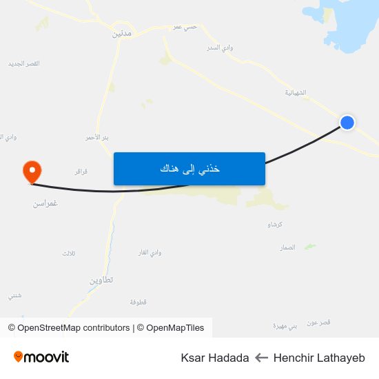 Henchir Lathayeb to Ksar Hadada map