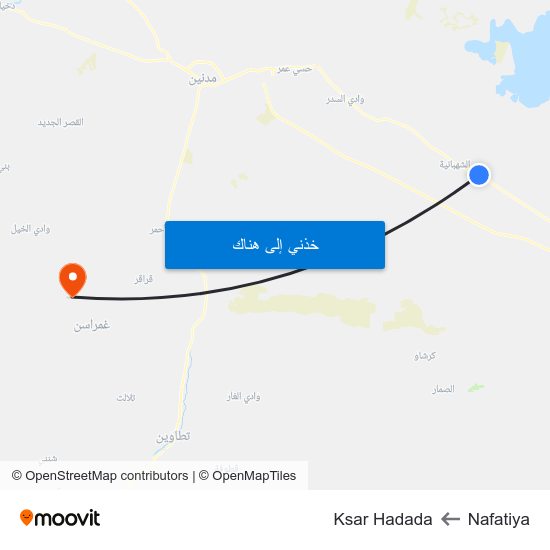 Nafatiya to Ksar Hadada map