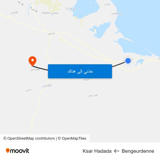 Bengeurdenne to Ksar Hadada map
