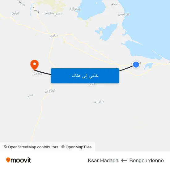 Bengeurdenne to Ksar Hadada map