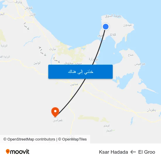 El Groo to Ksar Hadada map