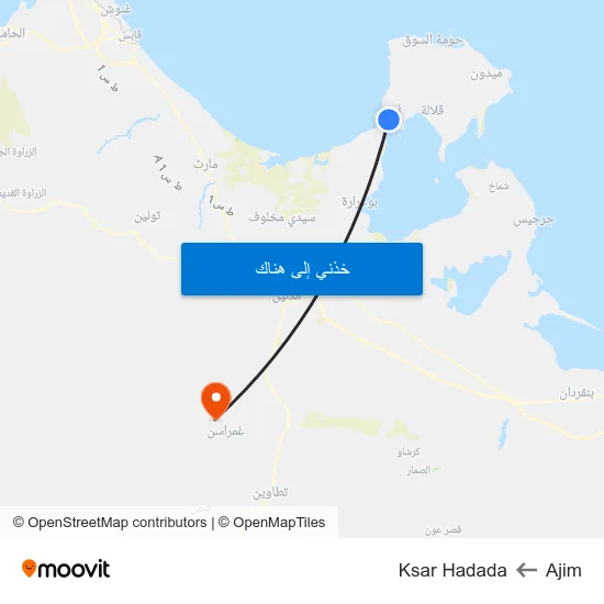 Ajim to Ksar Hadada map
