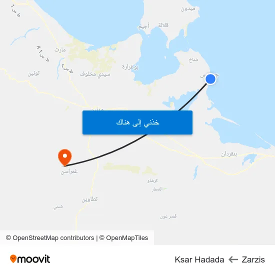 Zarzis to Ksar Hadada map