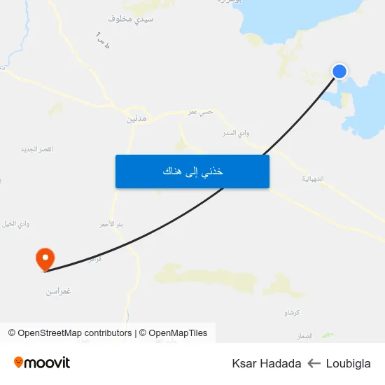 Loubigla to Ksar Hadada map