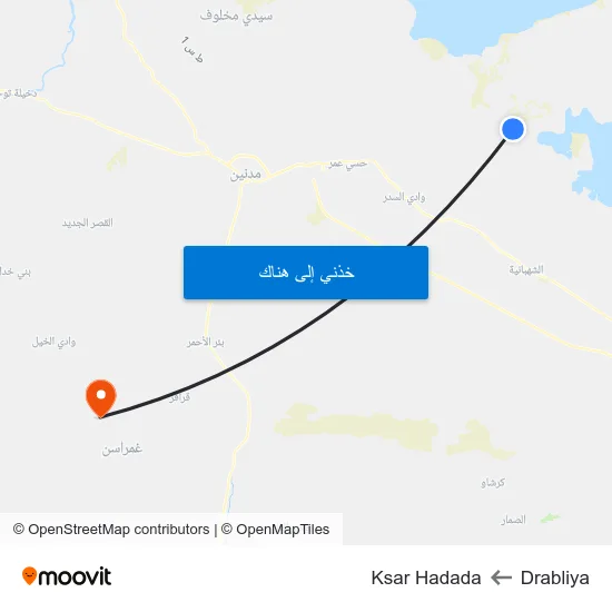 Drabliya to Ksar Hadada map