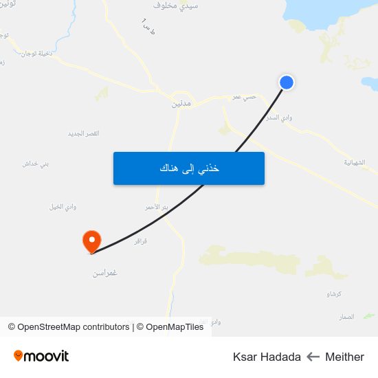 Meither to Ksar Hadada map