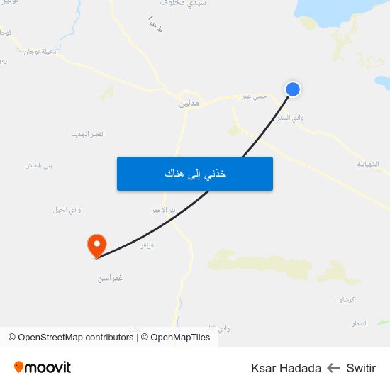 Switir to Ksar Hadada map