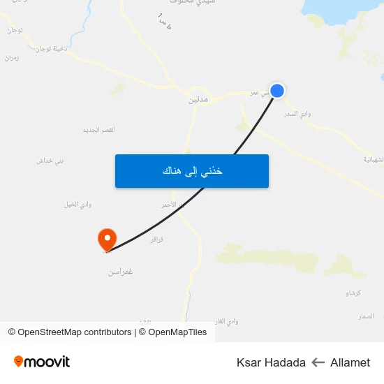 Allamet to Ksar Hadada map