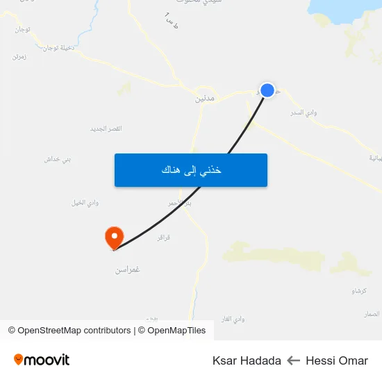 Hessi Omar to Ksar Hadada map