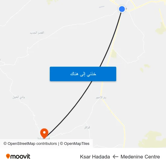 Medenine Centre to Ksar Hadada map