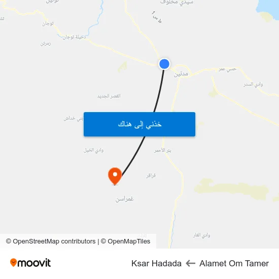 Alamet Om Tamer to Ksar Hadada map