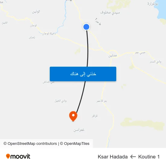 Koutine 1 to Ksar Hadada map