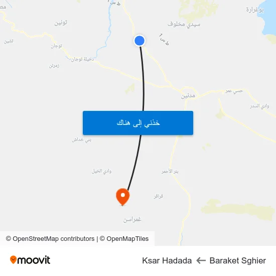 Baraket Sghier to Ksar Hadada map