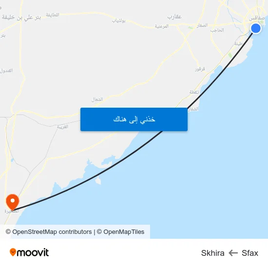 Sfax to Skhira map