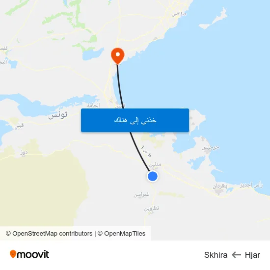 Hjar to Skhira map