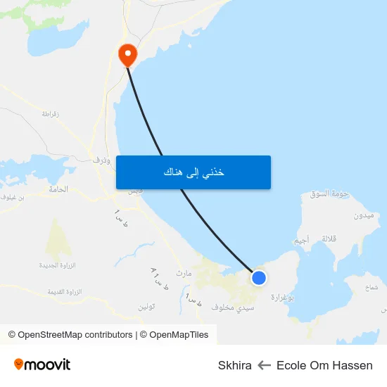 Ecole  Om Hassen to Skhira map