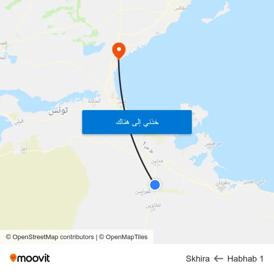 Habhab 1 to Skhira map