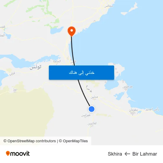 Bir Lahmar to Skhira map