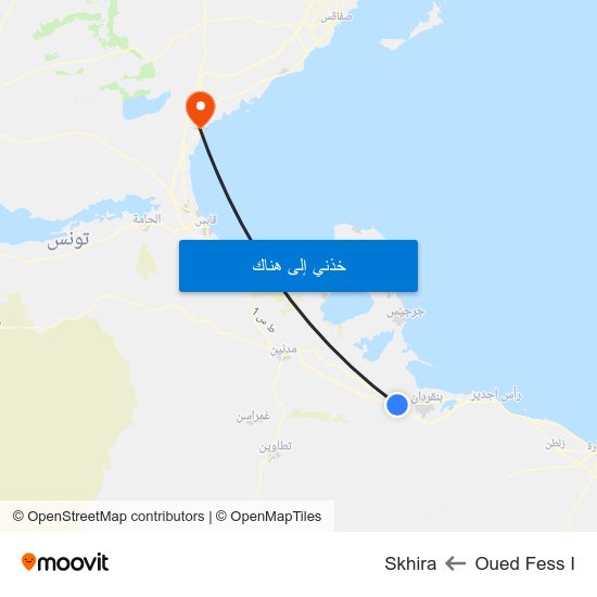 Oued Fess I to Skhira map