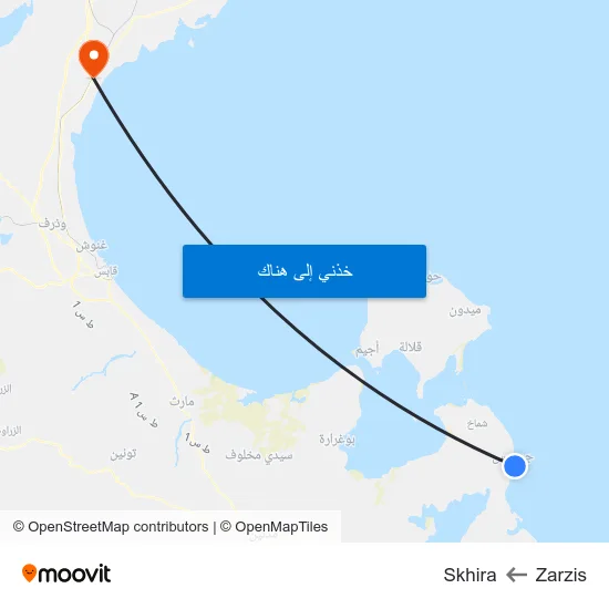 Zarzis to Skhira map