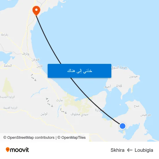 Loubigla to Skhira map
