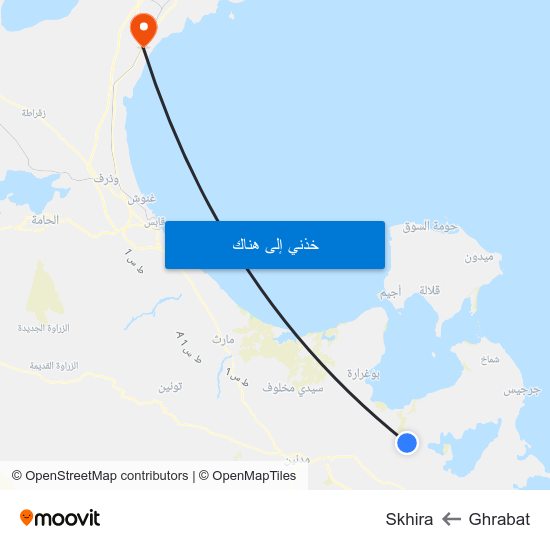 Ghrabat to Skhira map