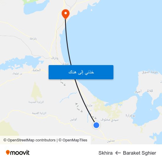 Baraket Sghier to Skhira map