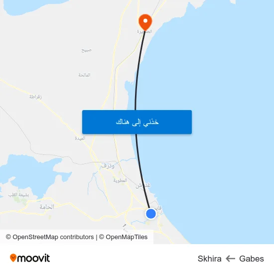 Gabes to Skhira map