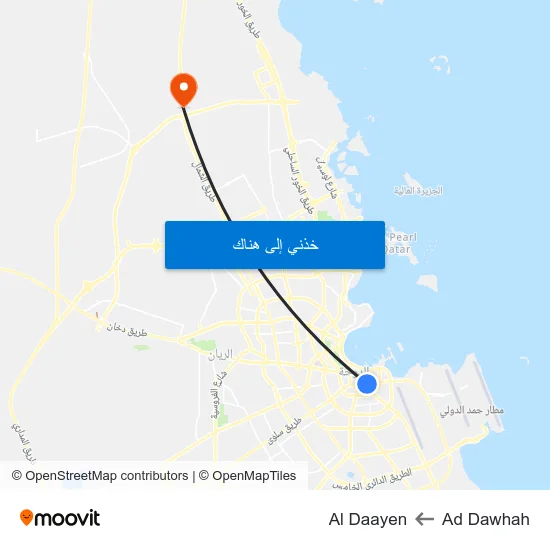 Ad Dawhah to Al Daayen map