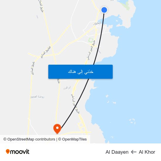 Al Khor to Al Daayen map