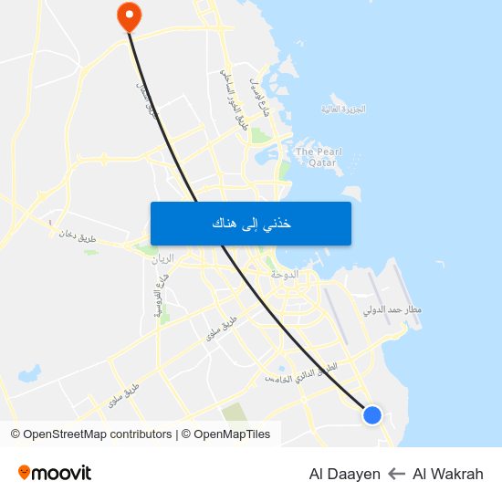 Al Wakrah to Al Daayen map