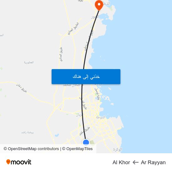 Ar Rayyan to Al Khor map