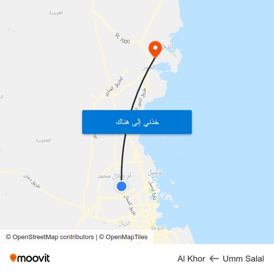 Umm Salal to Al Khor map