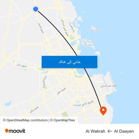 Al Daayen to Al Wakrah map