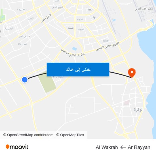Ar Rayyan to Al Wakrah map