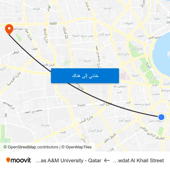Rawdat Al Khail Street to Texas A&M University - Qatar map
