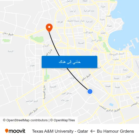 Bu Hamour Grdens to Texas A&M University - Qatar map