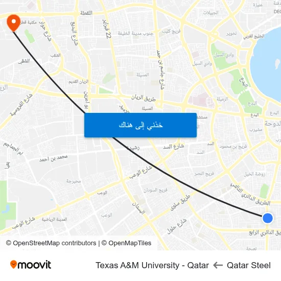 Qatar Steel to Texas A&M University - Qatar map