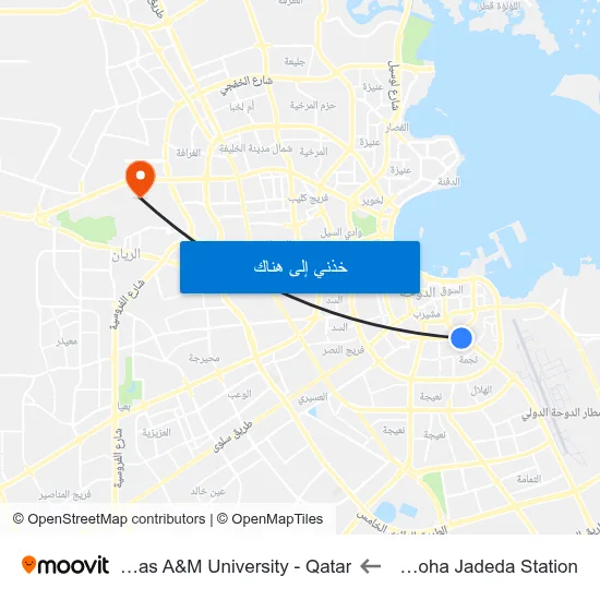Al Doha Jadeda Station to Texas A&M University - Qatar map
