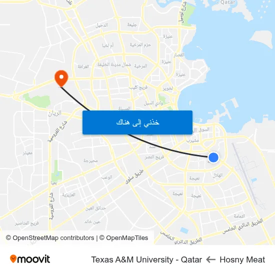 Hosny Meat to Texas A&M University - Qatar map