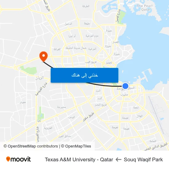 Souq Waqif Park to Texas A&M University - Qatar map