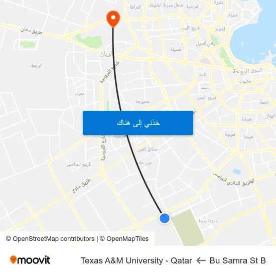 Bu Samra St B to Texas A&M University - Qatar map