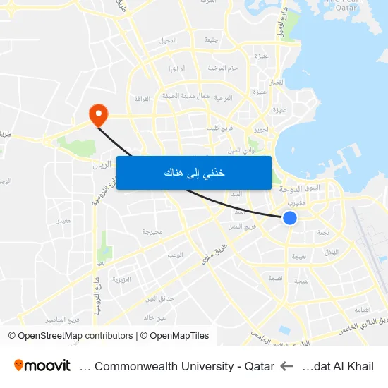 Rawdat Al Khail to Virginia Commonwealth University - Qatar map