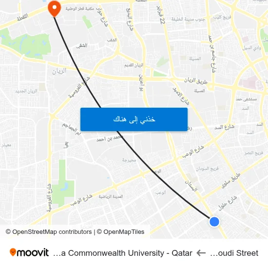 Al Joudi Street to Virginia Commonwealth University - Qatar map