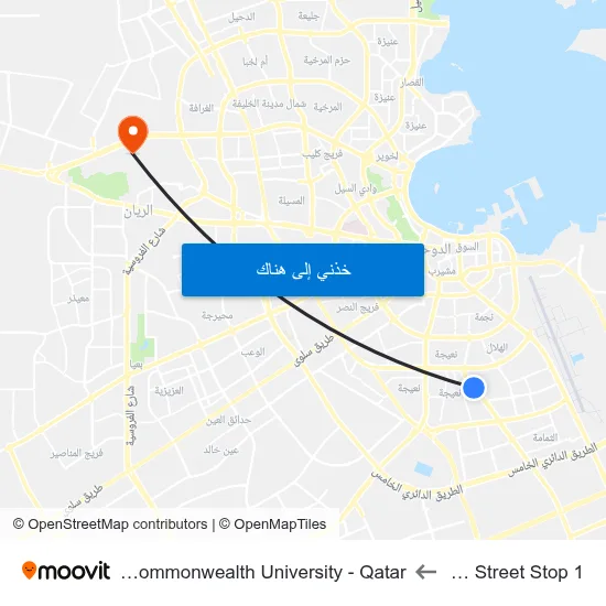Najma Street Stop 1 to Virginia Commonwealth University - Qatar map