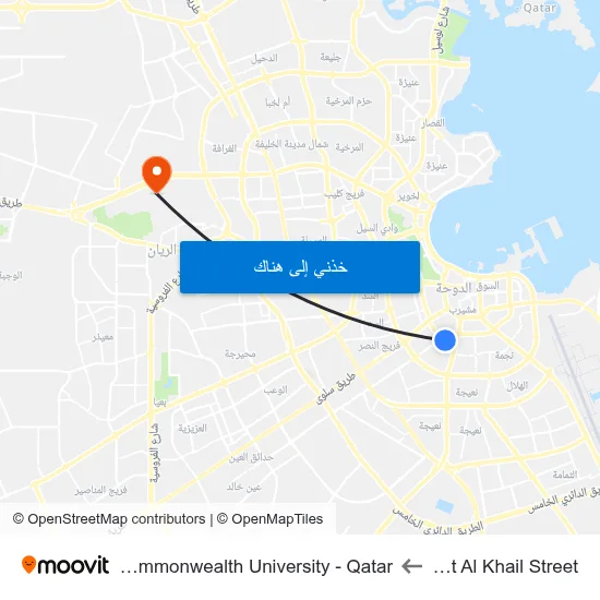 Rawdat Al Khail Street to Virginia Commonwealth University - Qatar map