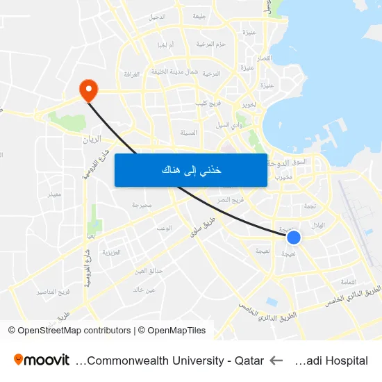 El Amadi Hospital to Virginia Commonwealth University - Qatar map